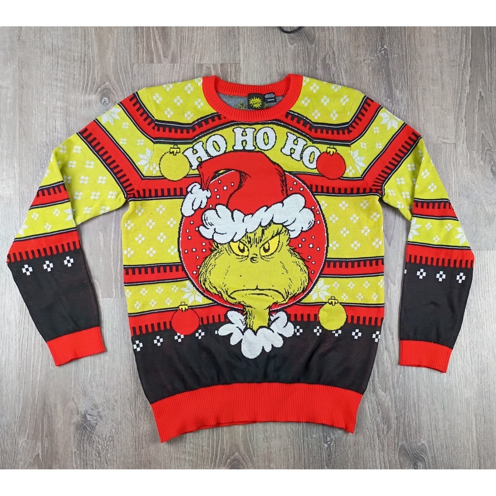 The Grinch Who Stole Christmas Ho Ho Ho Ugly Sweater M Mens Holiday Pullover